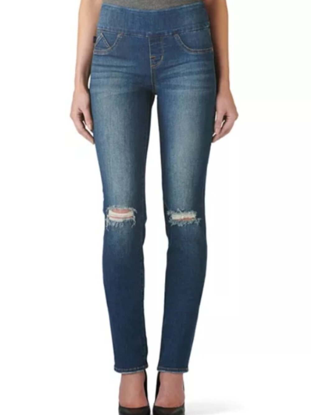 ROCK & REPUBLIC Denim RX Straight Jeans Size 4 Pull on R013582 Distressed NWT